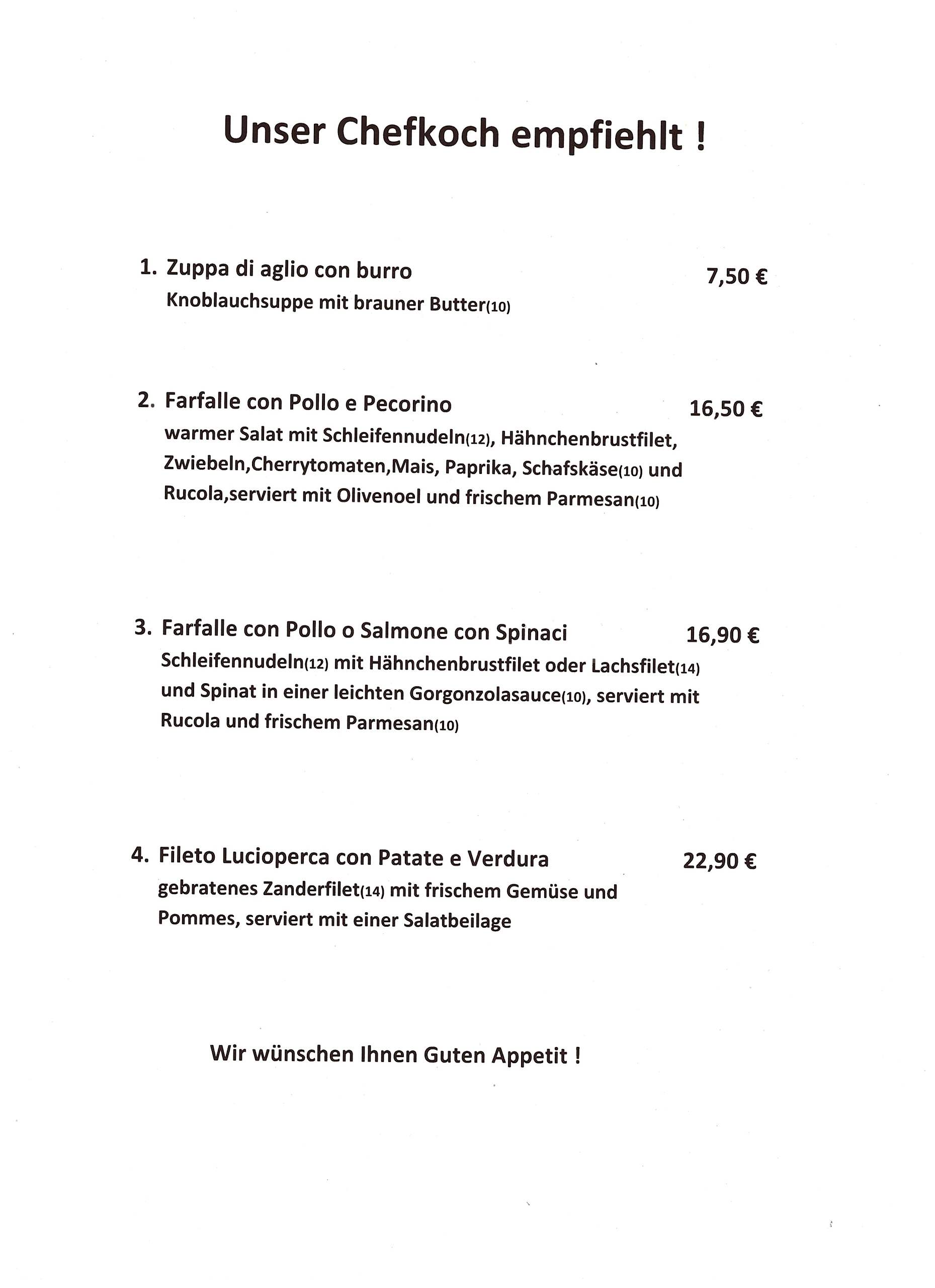 Bild zeigt Gerichte vm Chefkoch zur Empfehlung