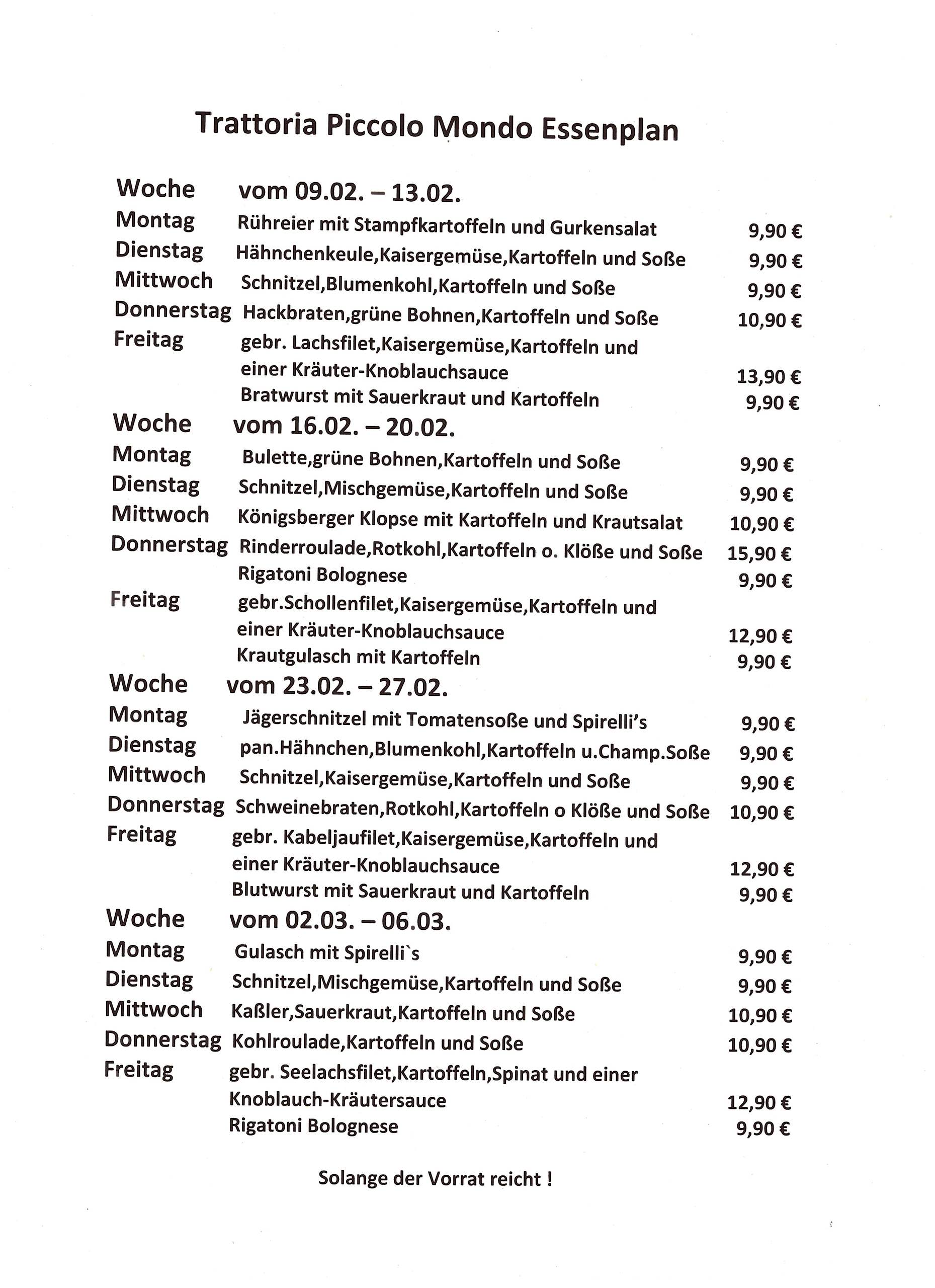 Bild zeigt die täglich ändernde Mittagessen