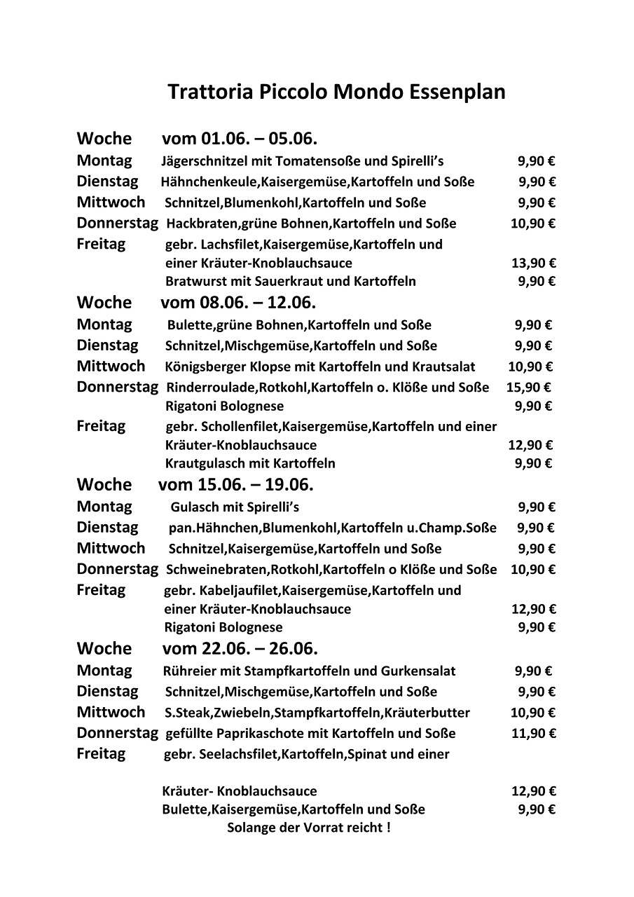 Bild zeigt die täglich ändernde Mittagessen